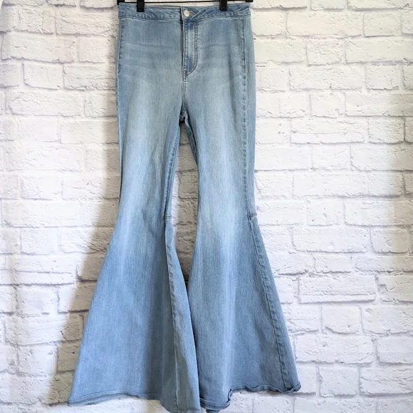 Free People Float On Super Flare Jeans 27 Bermondsey Blue Denim Boho - Picture 4 of 9